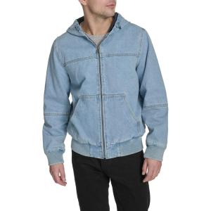 imageLevis Mens Workwear Cotton Canvas Hoody Bomber Jacket Regular ampamp Big ampamp Tall SizesLight Wash Denim Lightweight
