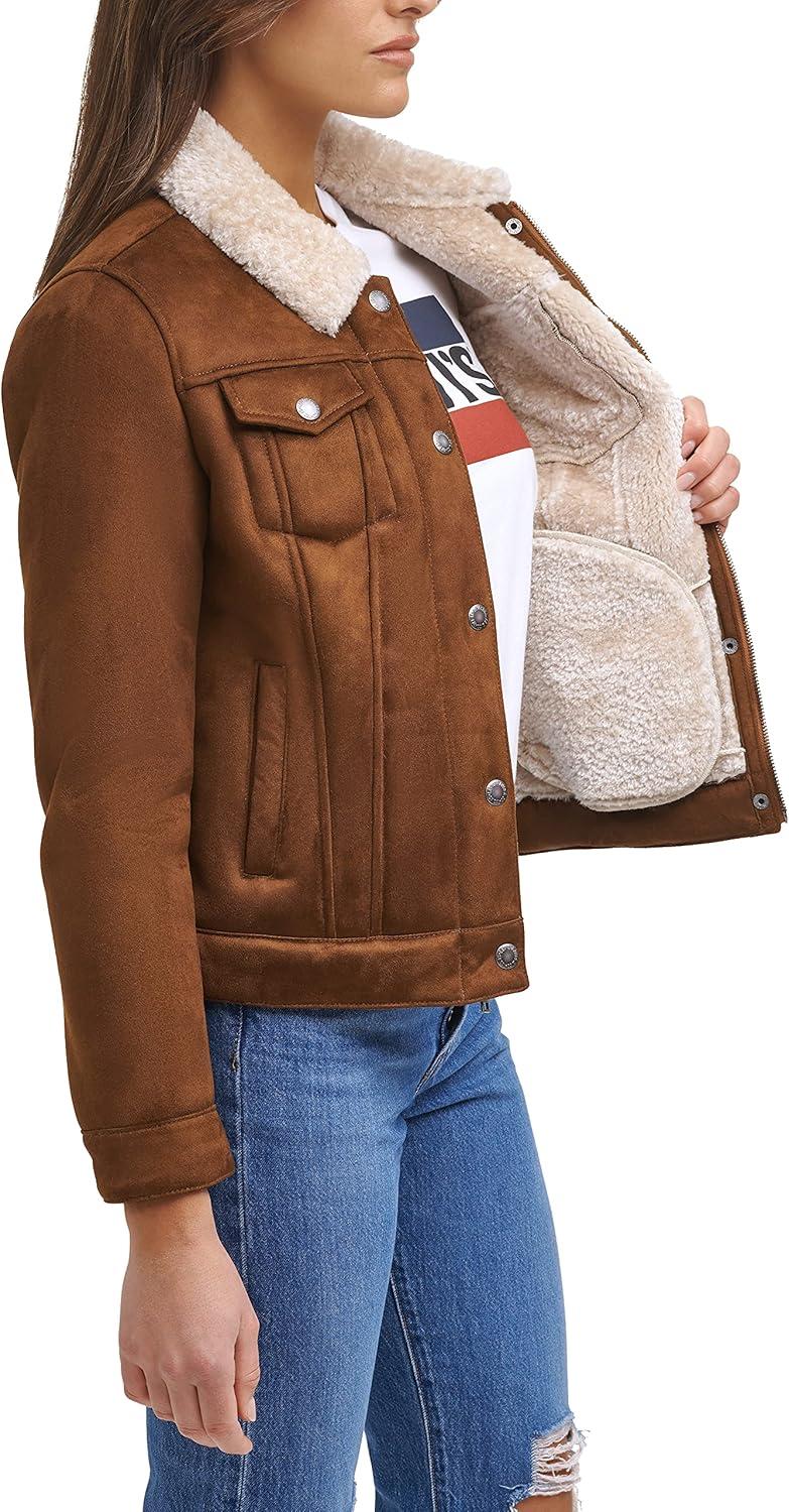imageLevis Womens Classic Sherpa Lined Trucker JacketCognac Faux Shearling