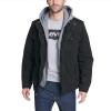 imageLevis Mens Washed Cotton Hooded Military Jacket Regular ampamp Big ampamp Tall SizesBlackSherpa Lined
