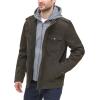 imageLevis Mens Washed Cotton Hooded Military Jacket Regular ampamp Big ampamp Tall SizesDark BrownSherpa Lined