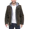imageLevis Mens Washed Cotton Hooded Military Jacket Regular ampamp Big ampamp Tall SizesDark BrownSherpa Lined
