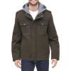 imageLevis Mens Washed Cotton Hooded Military Jacket Regular ampamp Big ampamp Tall SizesDark BrownSherpa Lined