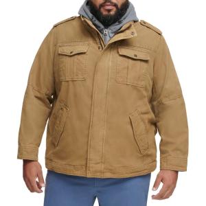 imageLevis Mens Washed Cotton Hooded Military Jacket Regular ampamp Big ampamp Tall SizesKhakiSherpa Lined