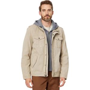 imageLevis Mens Washed Cotton Hooded Military Jacket Regular ampamp Big ampamp Tall SizesStoneSherpa Lined