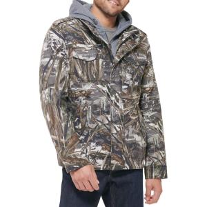 imageLevis Mens Washed Cotton Hooded Military Jacket Regular ampamp Big ampamp Tall SizesTrue TreeSherpa Lined