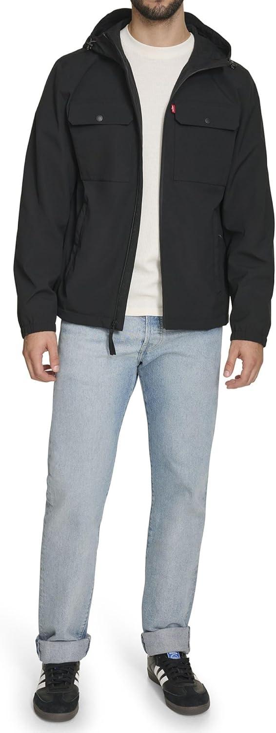 imageLevis Mens Hooded Waterproof Arctic Cloth Rain Jacket Black Medium