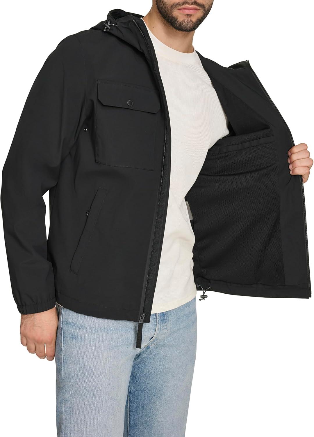 imageLevis Mens Hooded Waterproof Arctic Cloth Rain Jacket Black Medium