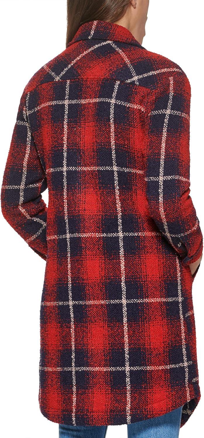 imageLevis Womens Wool Blend Sherpa Lined Long Shacket Standard ampamp Plus SizesRedNavy Ombre