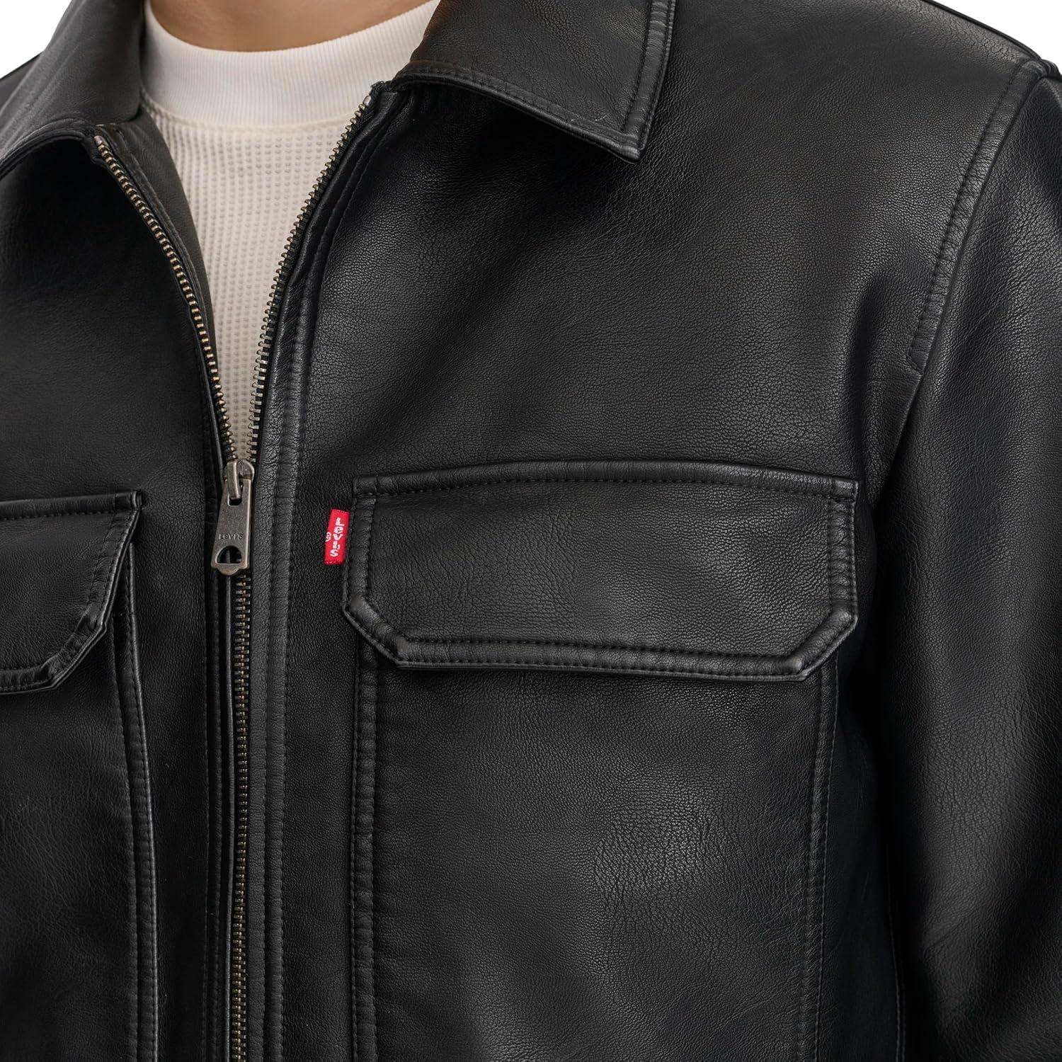 imageLevis mens 2chest Pocket Workwear ShacketBlack Faux Leather Filled