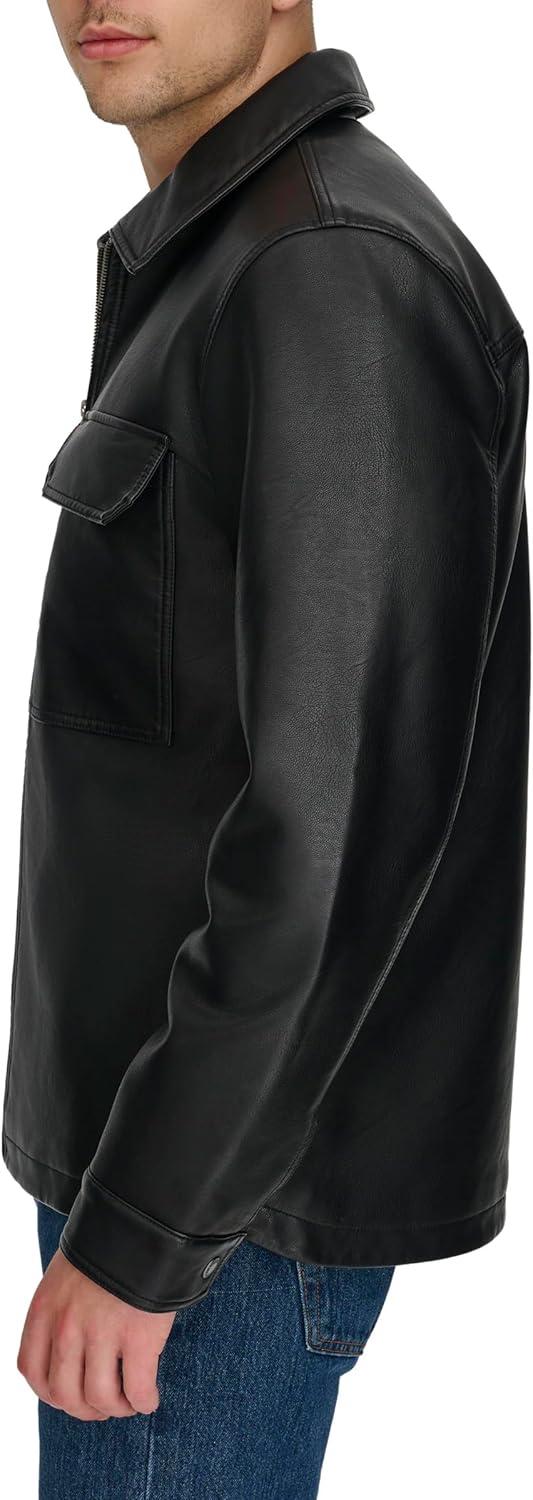 imageLevis mens 2chest Pocket Workwear ShacketBlack Faux Leather Filled