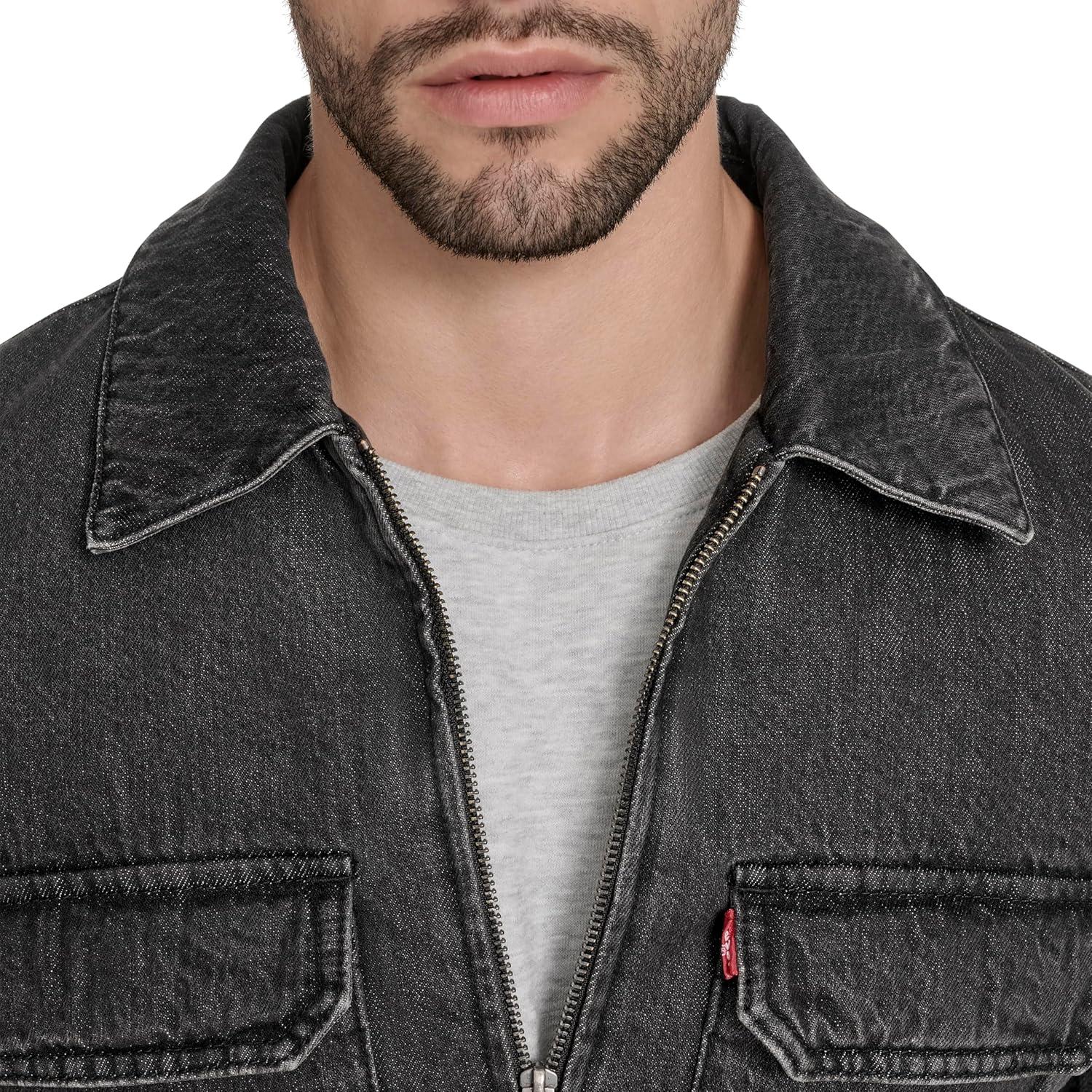 imageLevis mens 2chest Pocket Workwear ShacketBlack Wash Denim Filled