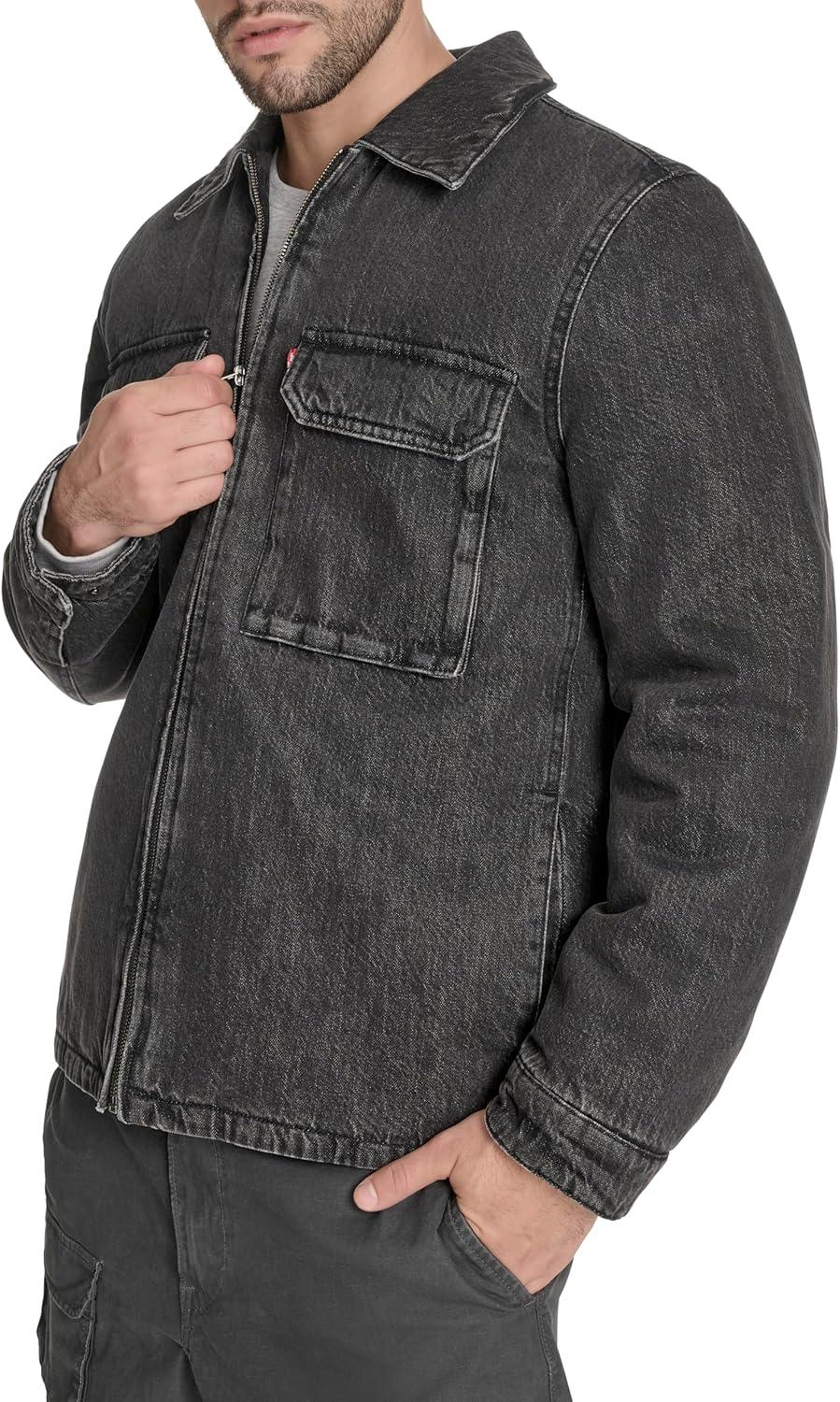 imageLevis mens 2chest Pocket Workwear ShacketBlack Wash Denim Filled