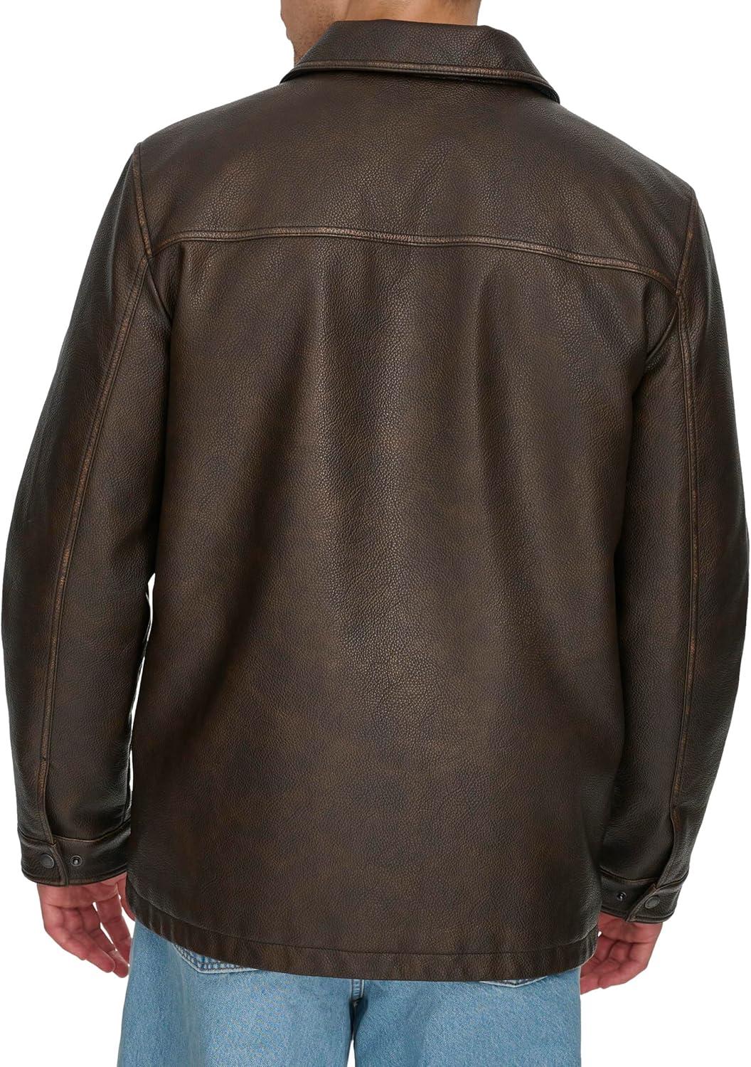 imageLevis mens 2chest Pocket Workwear ShacketBrown Faux Leather Filled