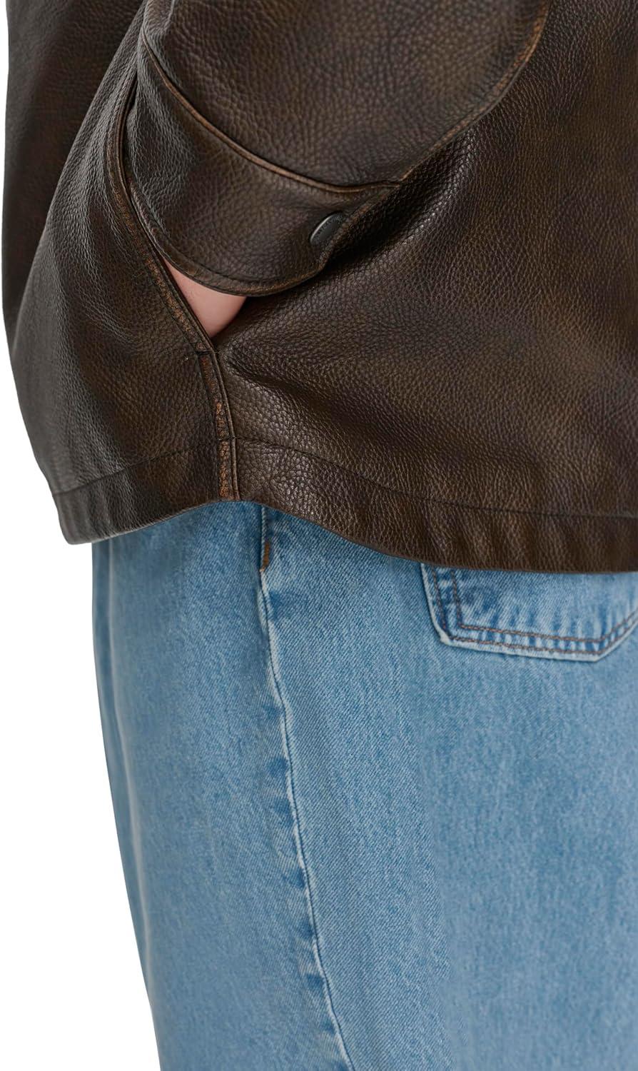 imageLevis mens 2chest Pocket Workwear ShacketBrown Faux Leather Filled