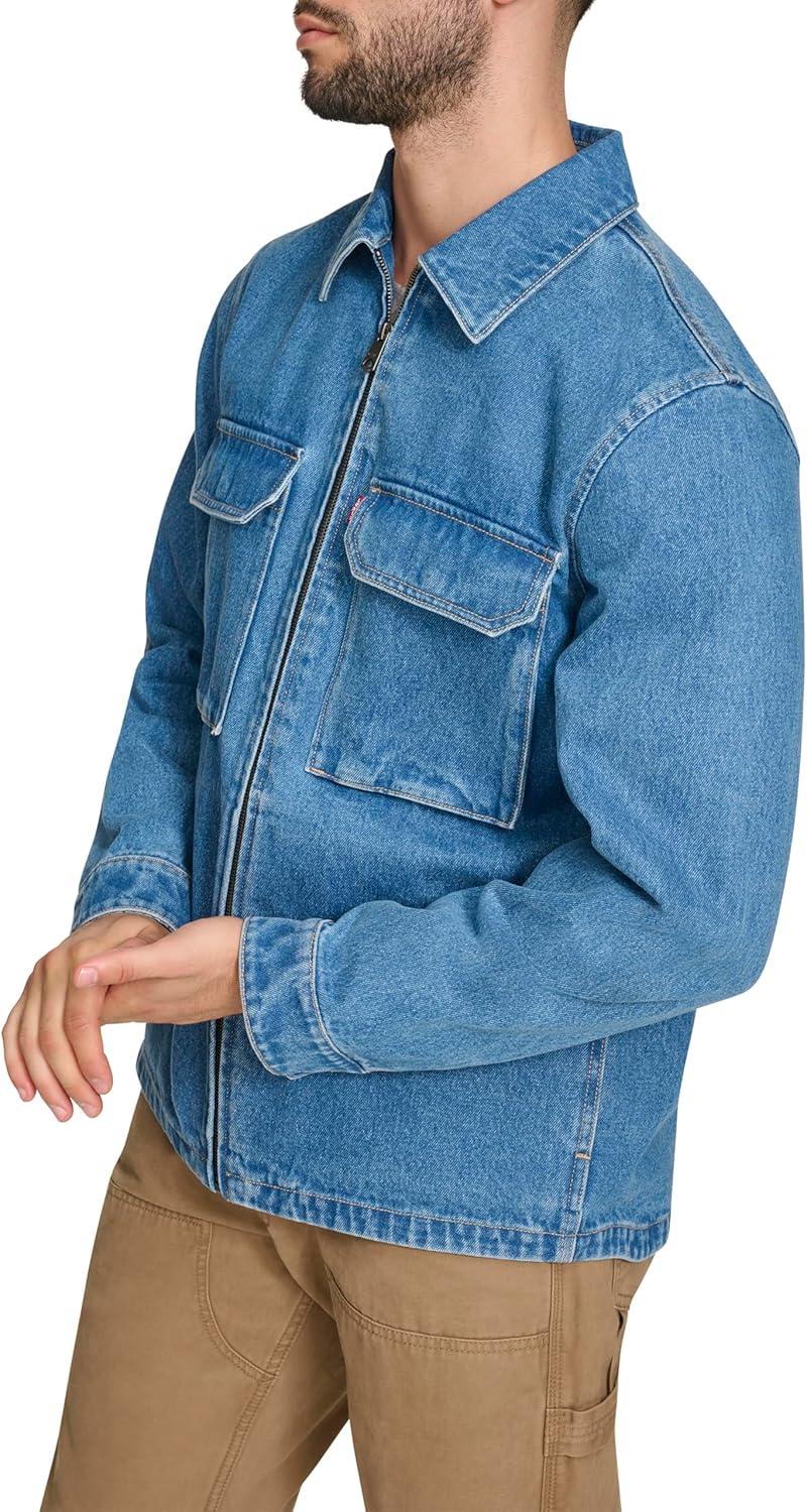 imageLevis mens 2chest Pocket Workwear ShacketMedium Wash Denim