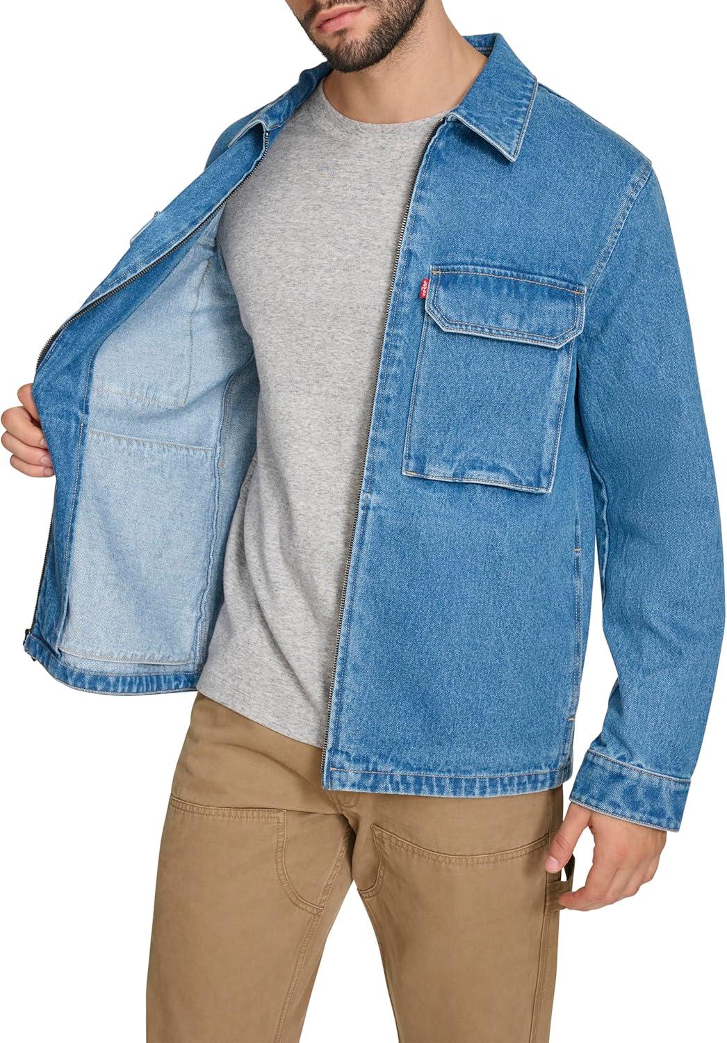imageLevis mens 2chest Pocket Workwear ShacketMedium Wash Denim