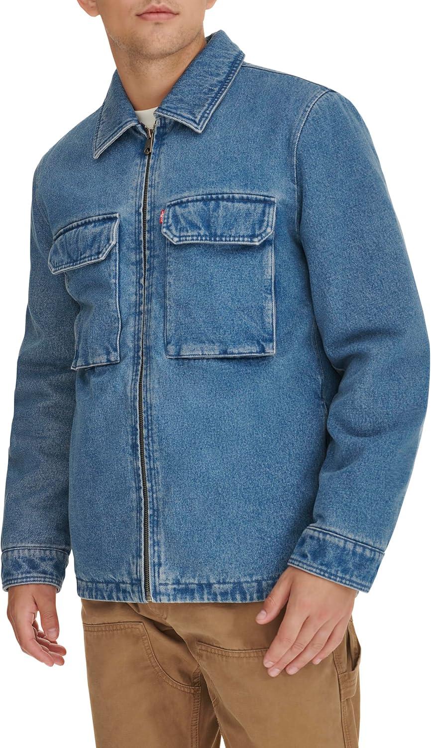 imageLevis mens 2chest Pocket Workwear ShacketMedium Wash Denim Filled