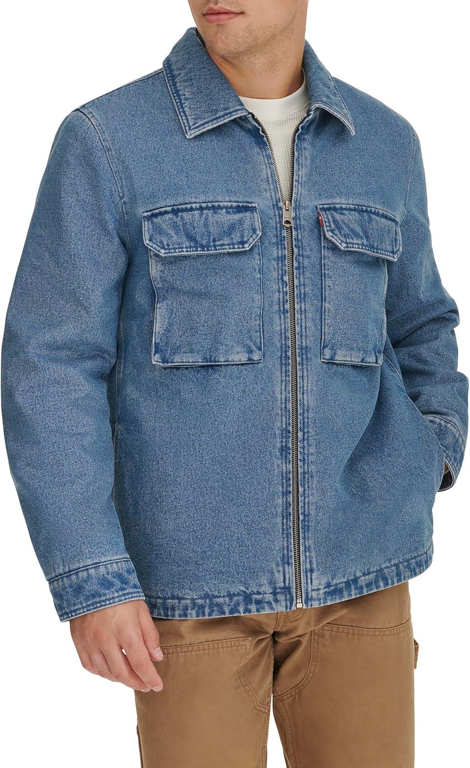 imageLevis mens 2chest Pocket Workwear ShacketMedium Wash Denim Filled