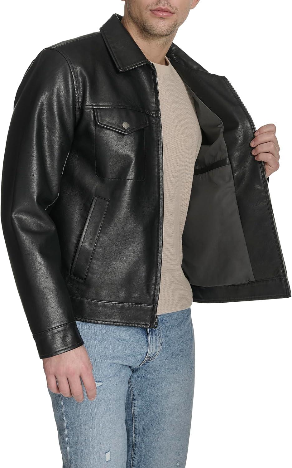 imageLevis mens Levis Mens Faux Leather Modern Trucker JacketBlack