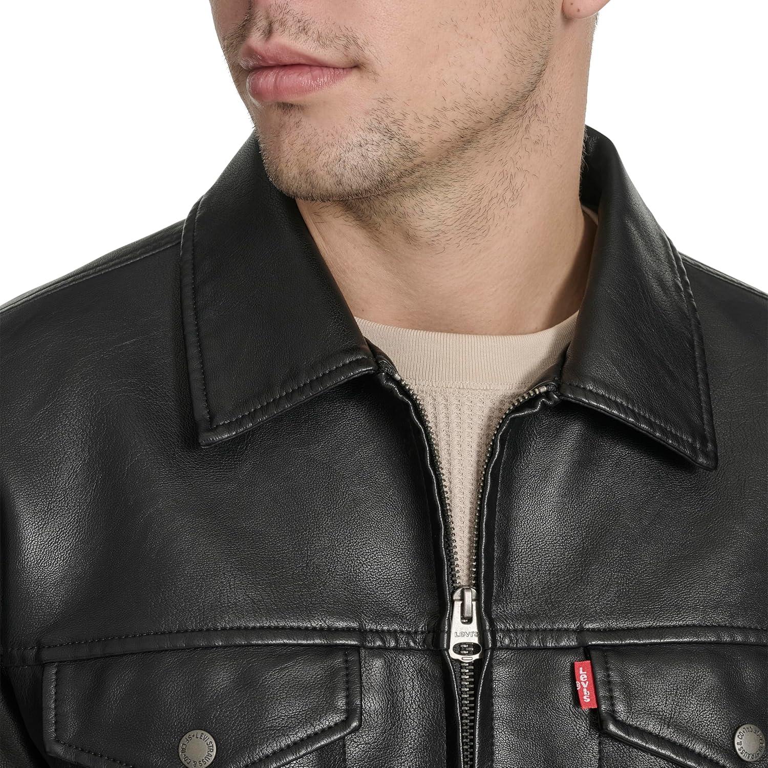 imageLevis mens Levis Mens Faux Leather Modern Trucker JacketBlack