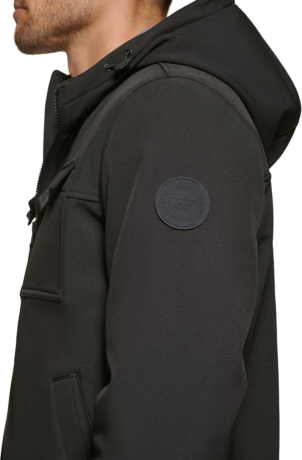 imageLevis mens Soft Shell Two Pocket Hooded Trucker JacketBlack