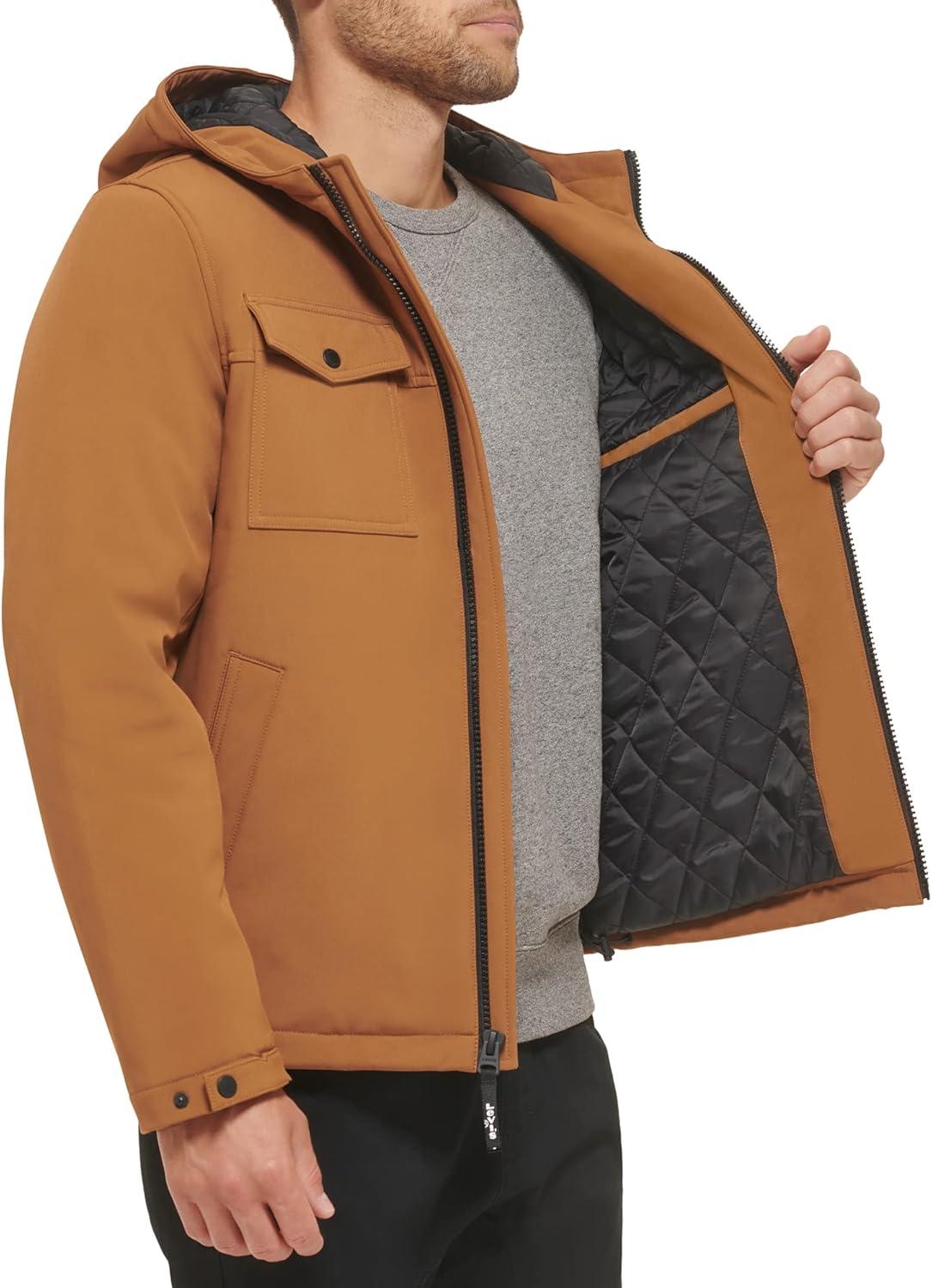 imageLevis mens Soft Shell Two Pocket Hooded Trucker JacketBrown