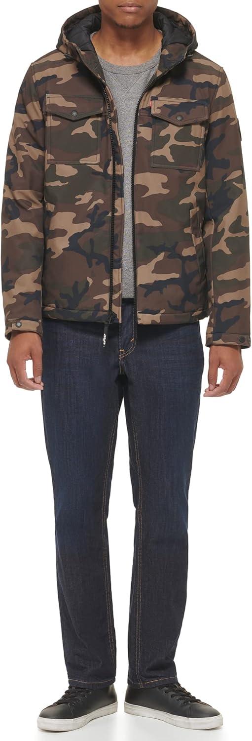 imageLevis mens Soft Shell Two Pocket Hooded Trucker JacketCamouflage