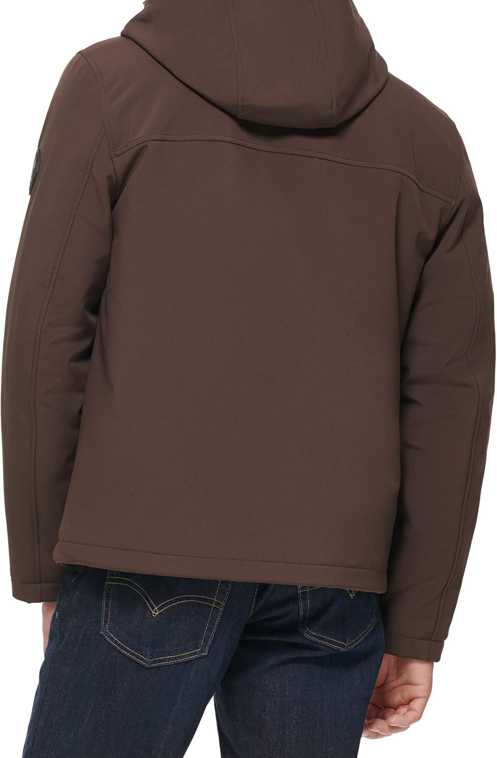 imageLevis mens Soft Shell Two Pocket Hooded Trucker JacketDark Brown