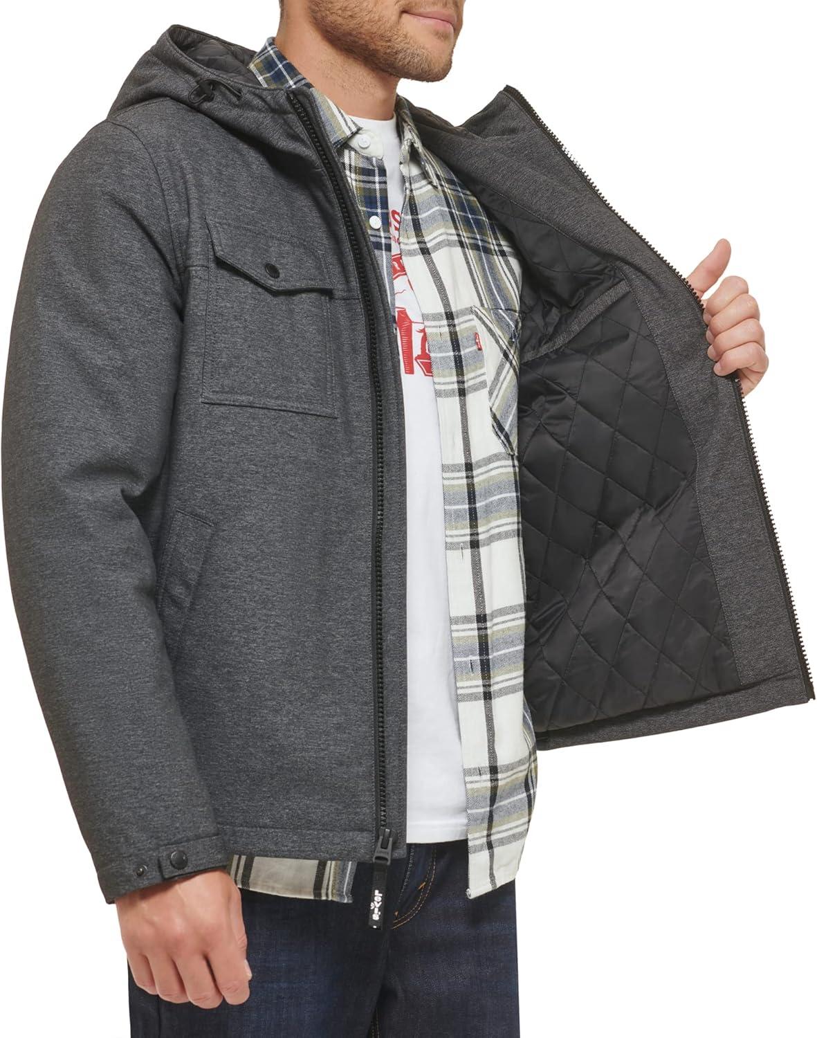 imageLevis mens Soft Shell Two Pocket Hooded Trucker JacketGraphite