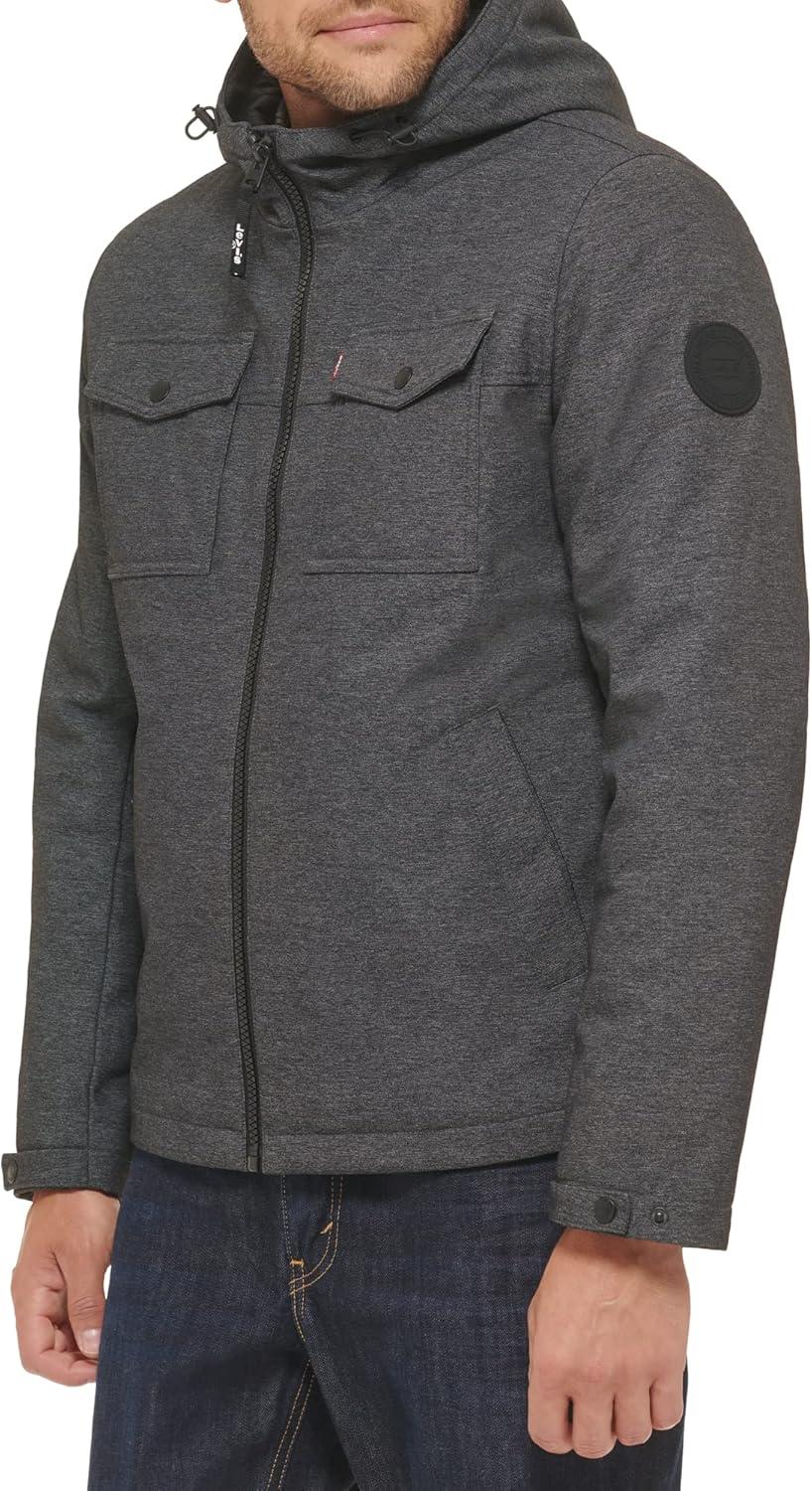 imageLevis mens Soft Shell Two Pocket Hooded Trucker JacketGraphite