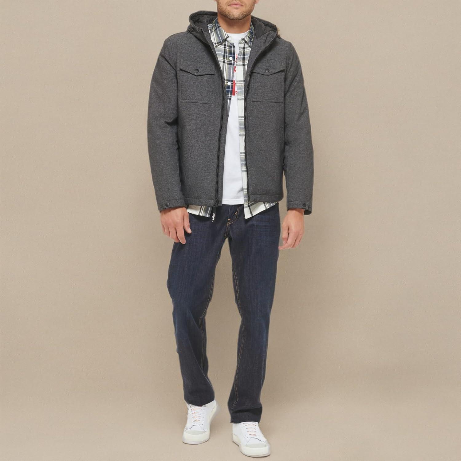 imageLevis mens Soft Shell Two Pocket Hooded Trucker JacketGraphite