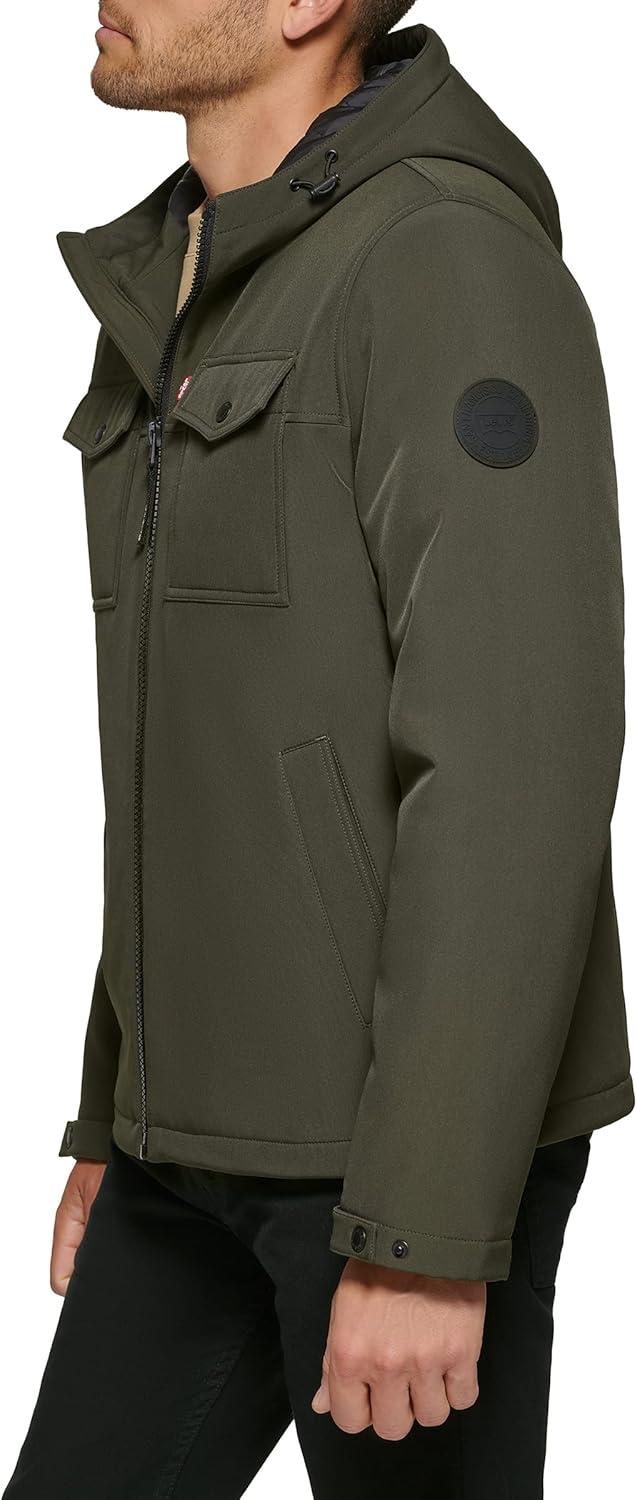 imageLevis mens Soft Shell Two Pocket Hooded Trucker JacketOlive