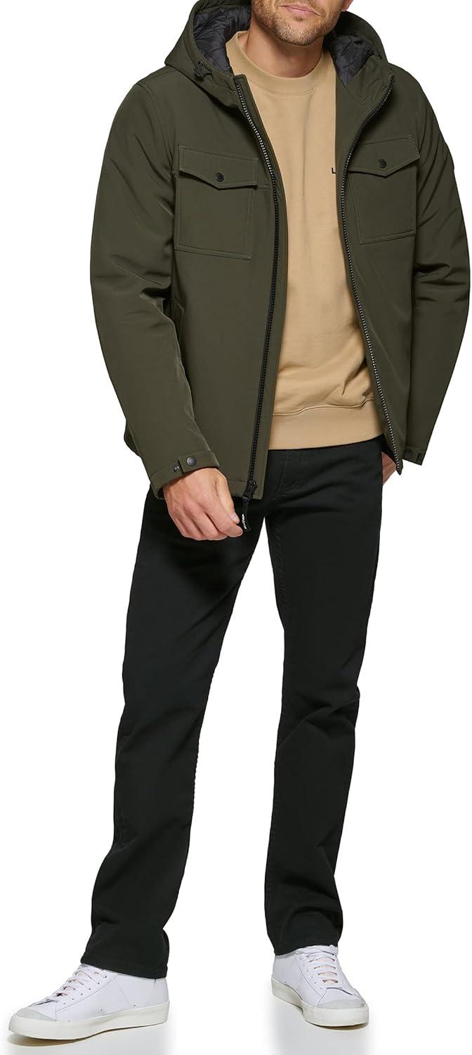 imageLevis mens Soft Shell Two Pocket Hooded Trucker JacketOlive