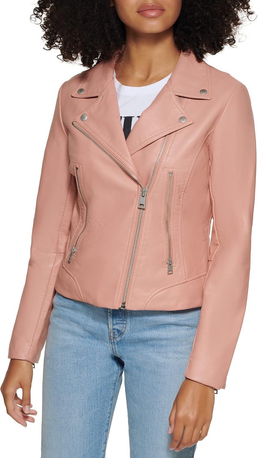imageLevis womens Vegan Leather 538 Moto Jacket Regular ampamp Plus SizeCameo Pink