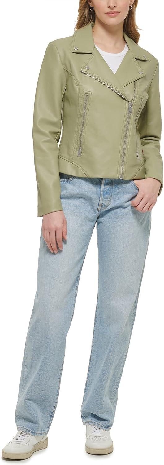 imageLevis womens Vegan Leather 538 Moto Jacket Regular ampamp Plus SizeGrnCha