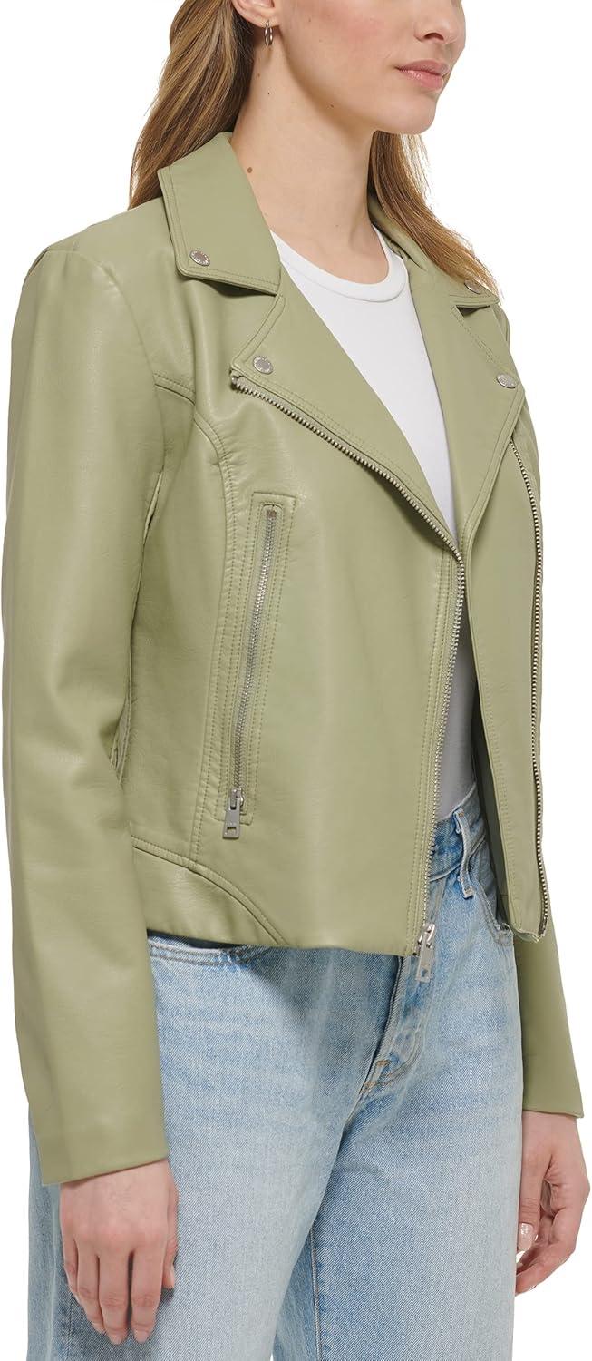 imageLevis womens Vegan Leather 538 Moto Jacket Regular ampamp Plus SizeGrnCha