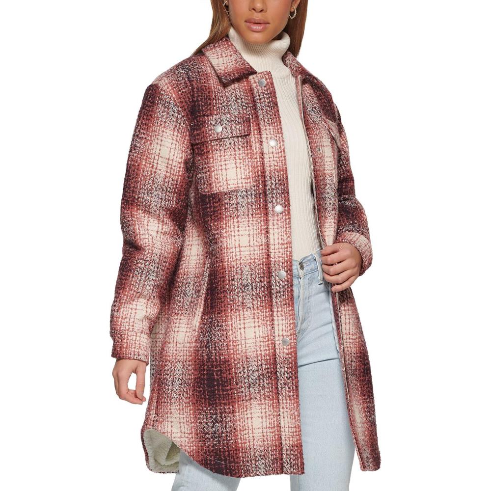 imageLevis Womens Wool Blend Sherpa Lined Long Shacket Standard ampamp Plus SizesBlush Ombre