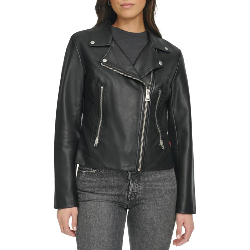 imageLevis womens Vegan Leather 538 Moto Jacket Regular ampamp Plus SizeBlack