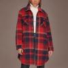 imageLevis Womens Wool Blend Sherpa Lined Long Shacket Standard ampamp Plus SizesNavyRed Plaid