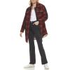 imageLevis Womens Wool Blend Sherpa Lined Long Shacket Standard ampamp Plus SizesRedBlack Plaid