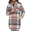 imageLevis Womens Wool Blend Sherpa Lined Long Shacket Standard ampamp Plus SizesRust Multi Plaid