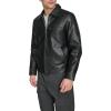 imageLevis mens Faux Leather Laydown Collar Racer JacketBlack Chest Zip