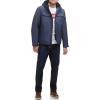 imageLevis mens Soft Shell Two Pocket Hooded Trucker JacketMidnight Heather Sherpa