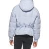 imageLevis womens Cinch Waist Puffer JacketLight Blue Faux Leather With Hood