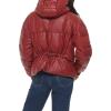 imageLevis womens Cinch Waist Puffer JacketRhubarb Faux Leather With Hood