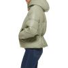 imageLevis womens Cinch Waist Puffer JacketSea Green Faux Leather With Hood