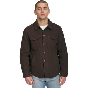 imageLevis Mens Faux Leather Shirt JacketNew Dark Brown Faux Suede