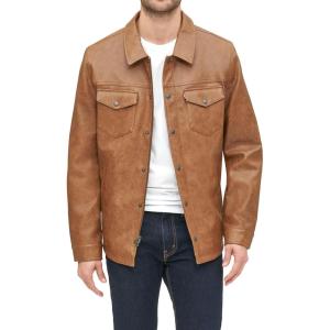 imageLevis Mens Faux Leather Shirt JacketSaddle Faux Leather