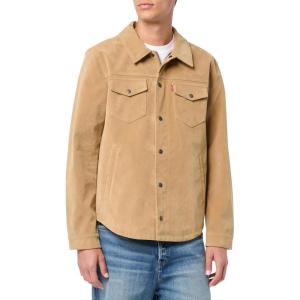 imageLevis Mens Faux Leather Shirt JacketVintage Faux Suede Tan