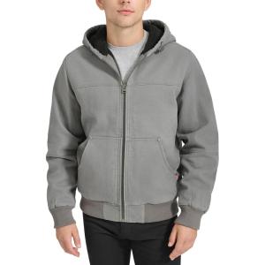 imageLevis Mens Workwear Cotton Canvas Hooded Bomber Jacket Regular ampamp Big ampamp Tall SizesGreySherpa Lined